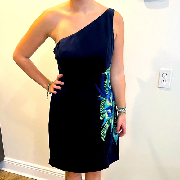 Lilly Pulitzer Dresses & Skirts - Lilly Pullitzer NWT peacock embroidery one shoulder dress